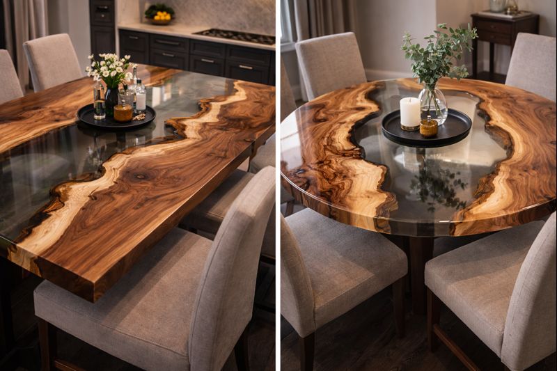 Services wooden slab epoxy table